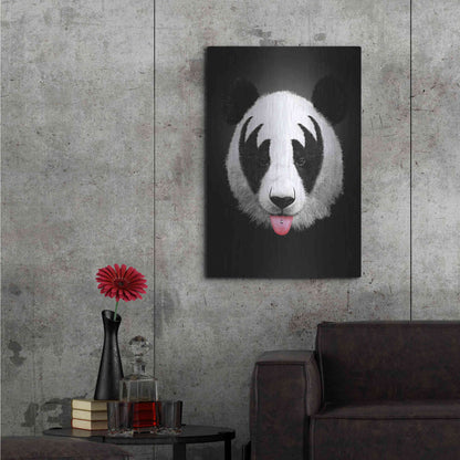 Luxe Metal Art 'Panda Rocks' by Robert Farkas, Metal Wall Art,24x36