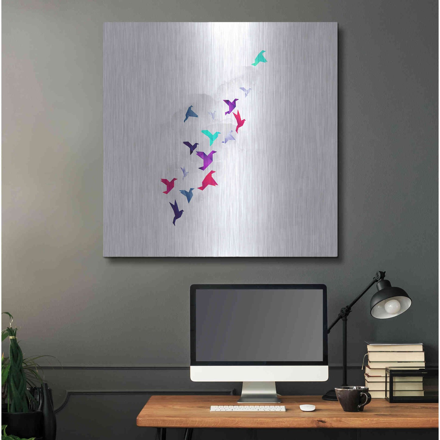 Luxe Metal Art 'Paper Birds' by Robert Farkas, Metal Wall Art,36x36