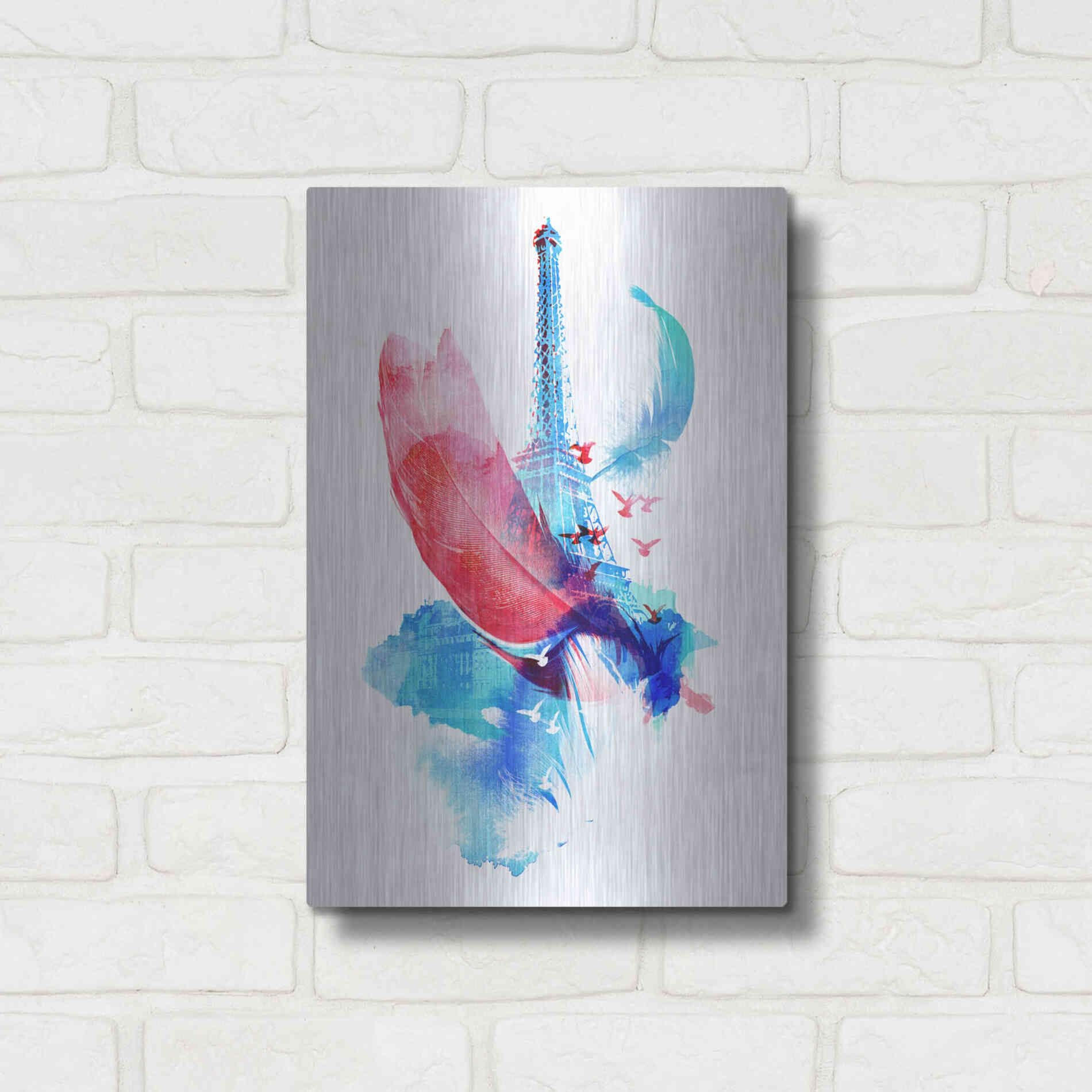 Luxe Metal Art 'Pigeons of Paris' by Robert Farkas, Metal Wall Art,12x16