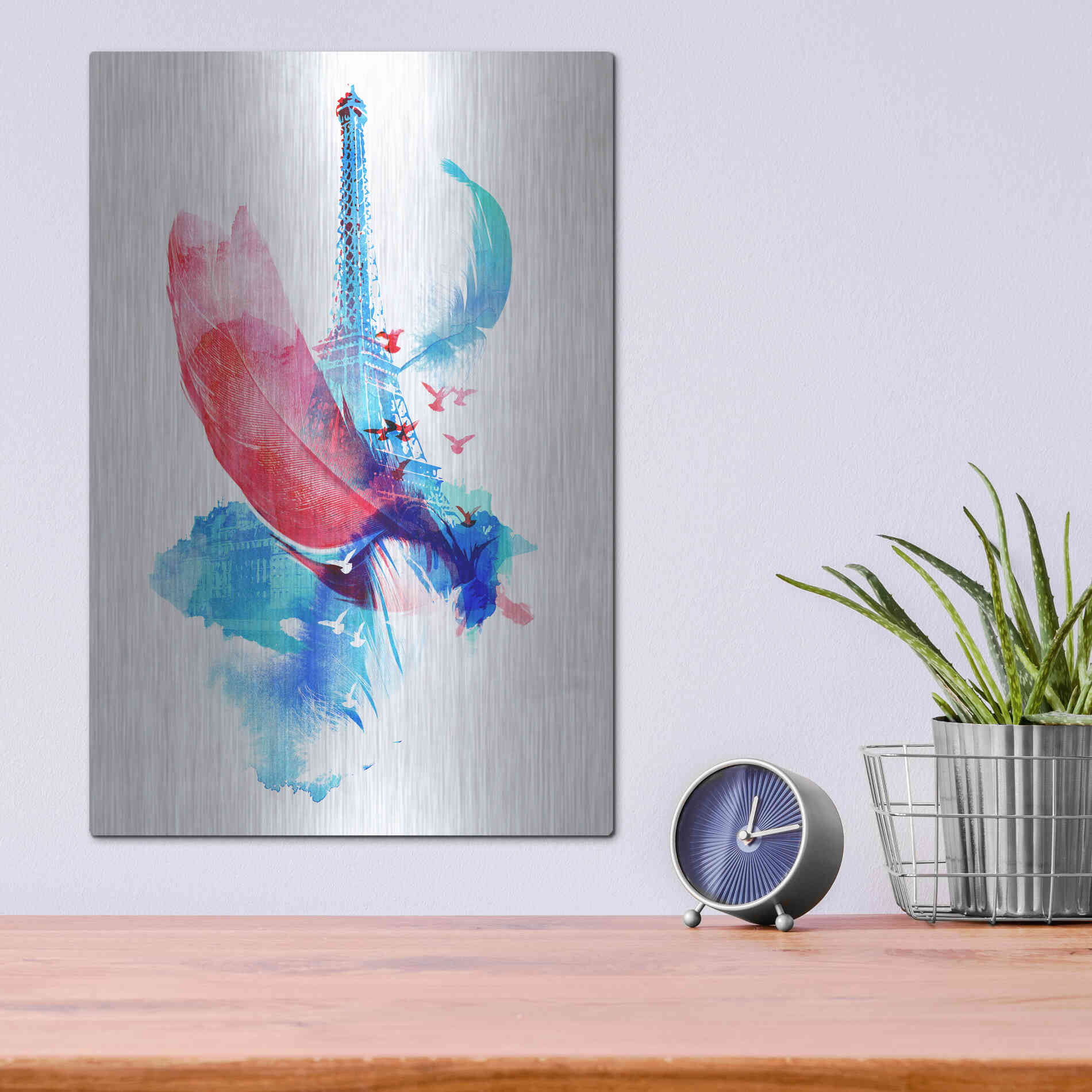 Luxe Metal Art 'Pigeons of Paris' by Robert Farkas, Metal Wall Art,12x16