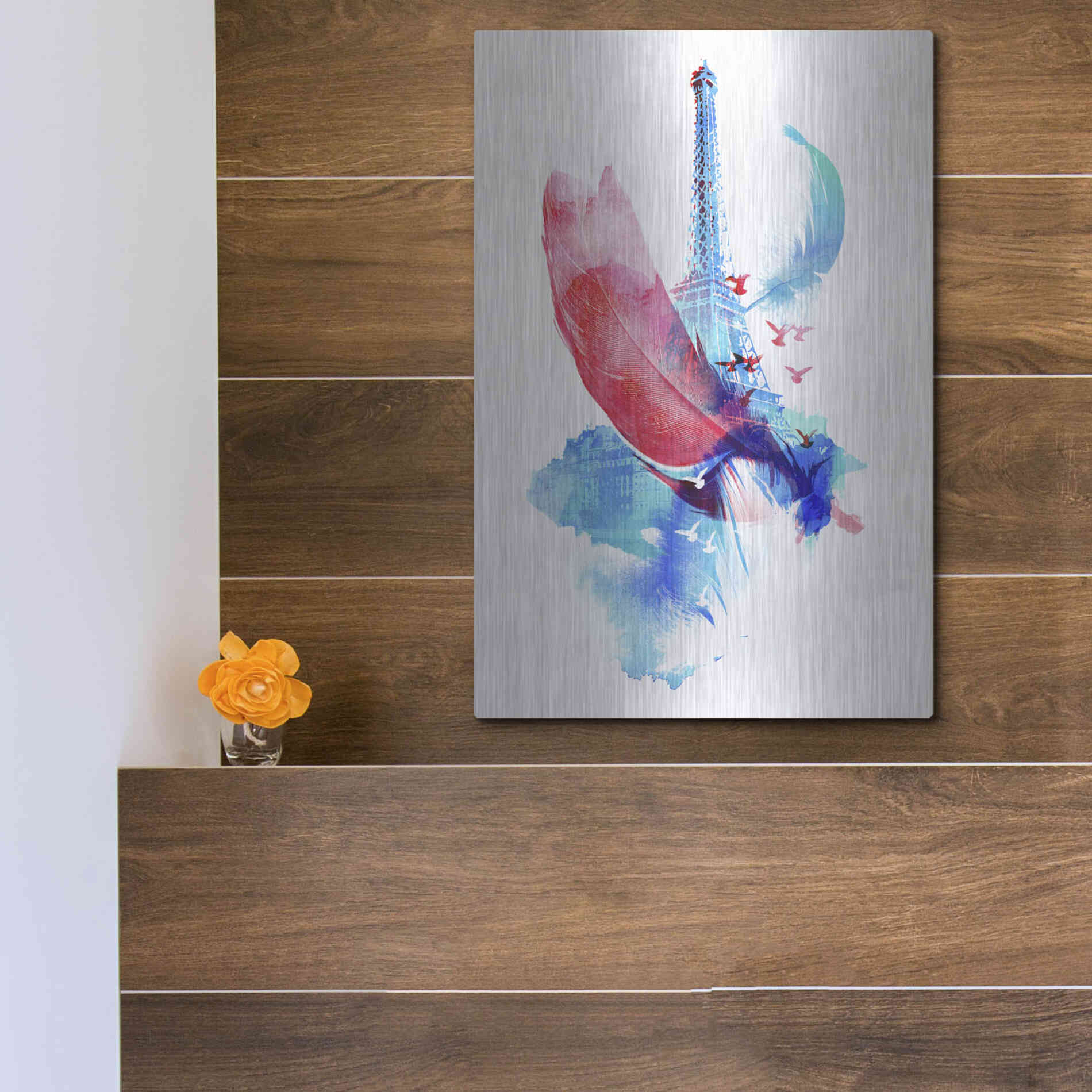 Luxe Metal Art 'Pigeons of Paris' by Robert Farkas, Metal Wall Art,12x16