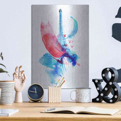 Luxe Metal Art 'Pigeons of Paris' by Robert Farkas, Metal Wall Art,12x16