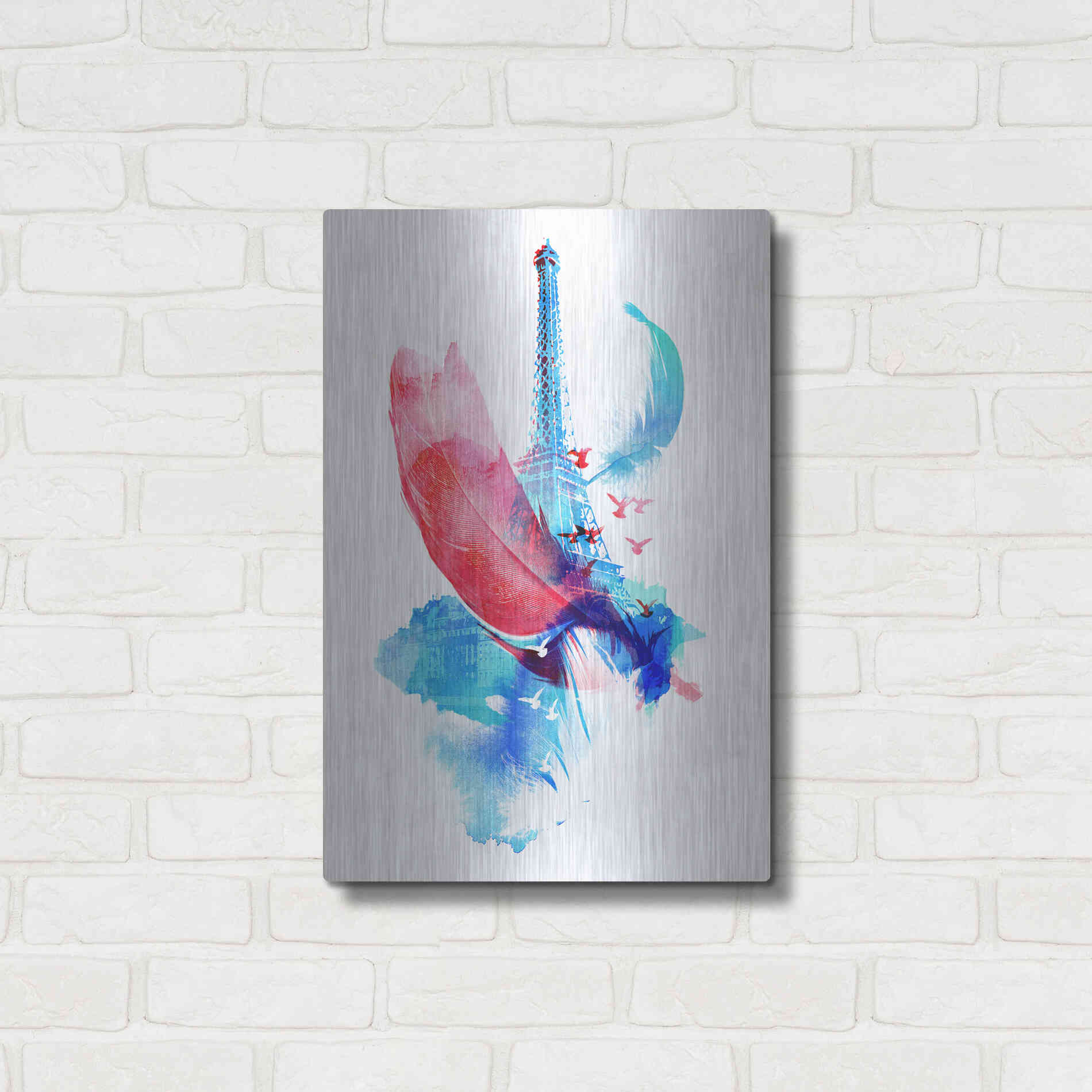 Luxe Metal Art 'Pigeons of Paris' by Robert Farkas, Metal Wall Art,16x24