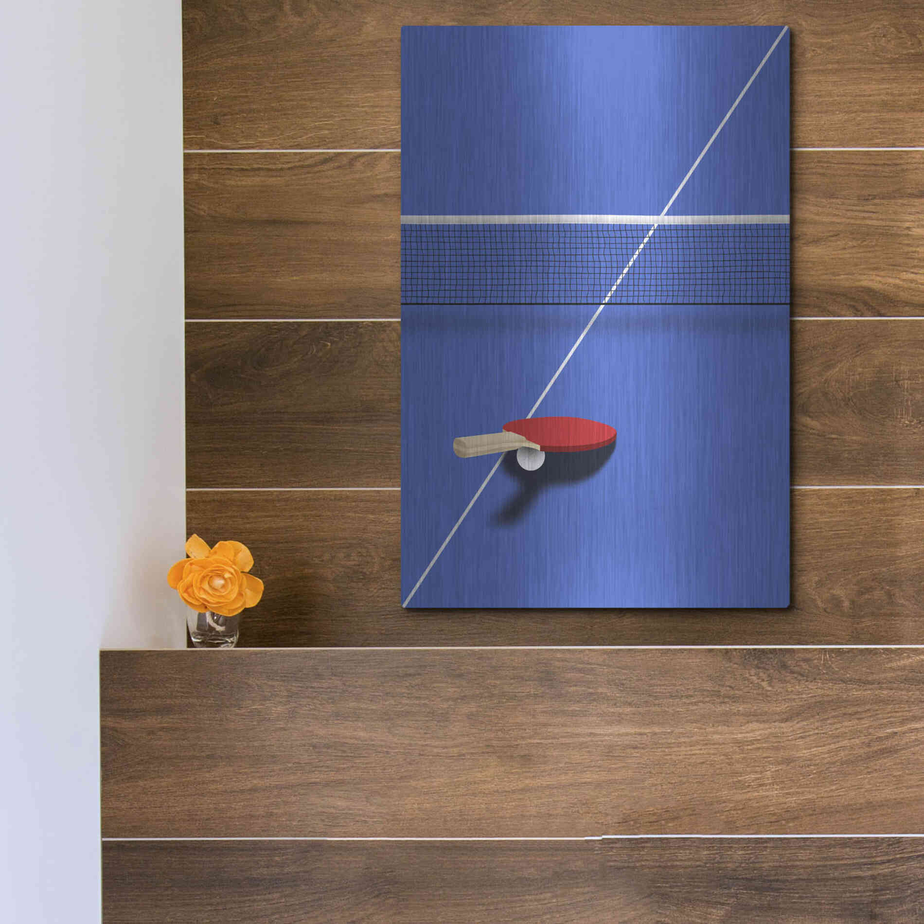 Luxe Metal Art 'Pingpong' by Robert Farkas, Metal Wall Art,12x16