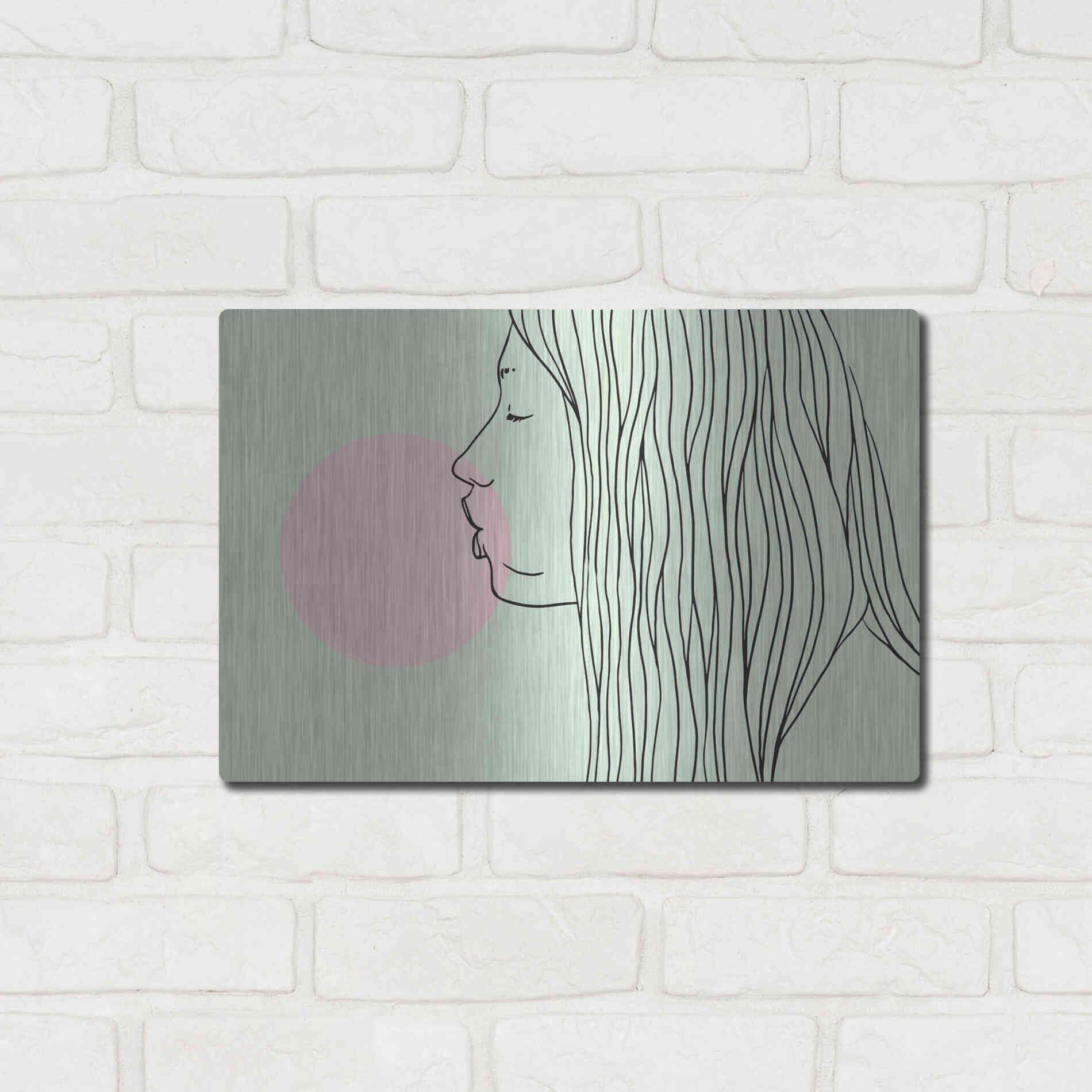 Luxe Metal Art 'Pink Bubble Gum' by Robert Farkas, Metal Wall Art,16x12