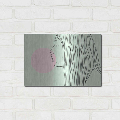 Luxe Metal Art 'Pink Bubble Gum' by Robert Farkas, Metal Wall Art,16x12