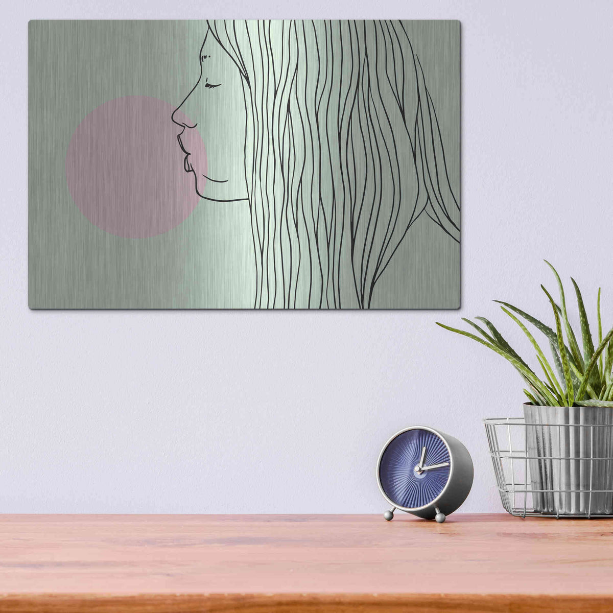 Luxe Metal Art 'Pink Bubble Gum' by Robert Farkas, Metal Wall Art,16x12