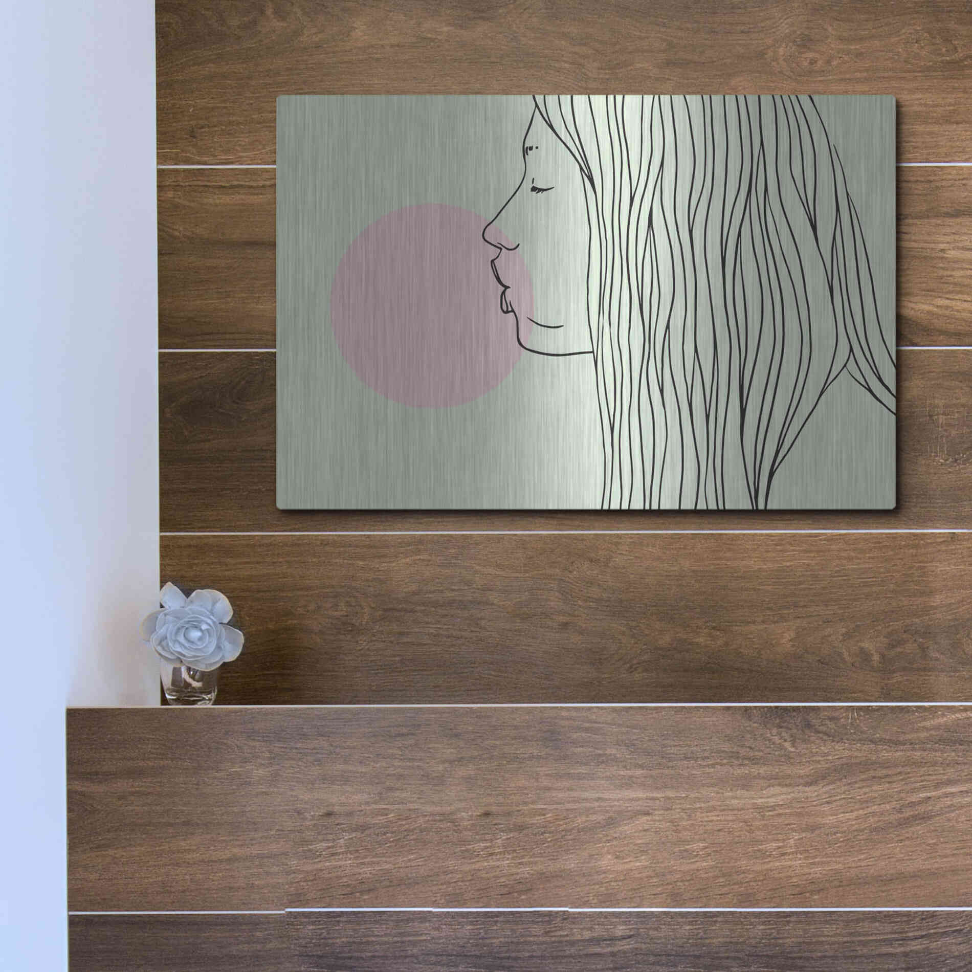 Luxe Metal Art 'Pink Bubble Gum' by Robert Farkas, Metal Wall Art,16x12