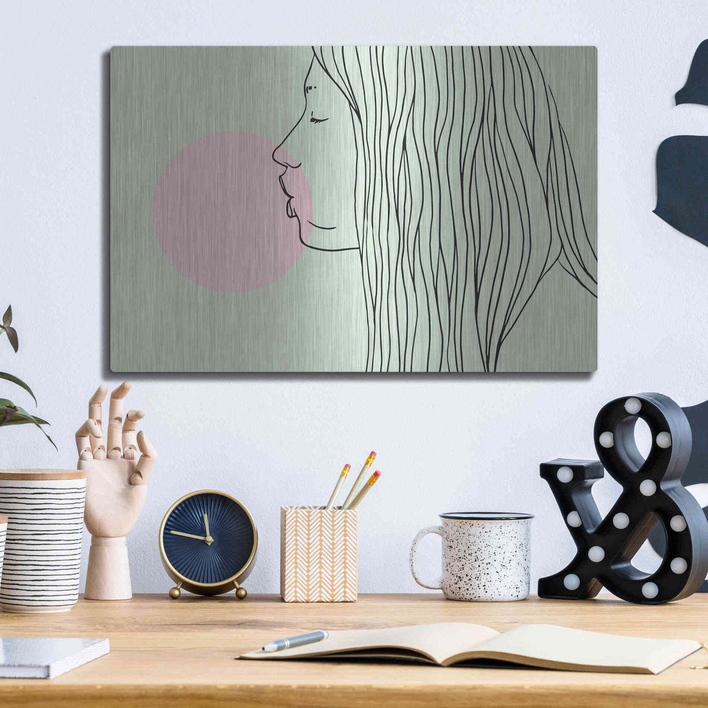 Luxe Metal Art 'Pink Bubble Gum' by Robert Farkas, Metal Wall Art,16x12