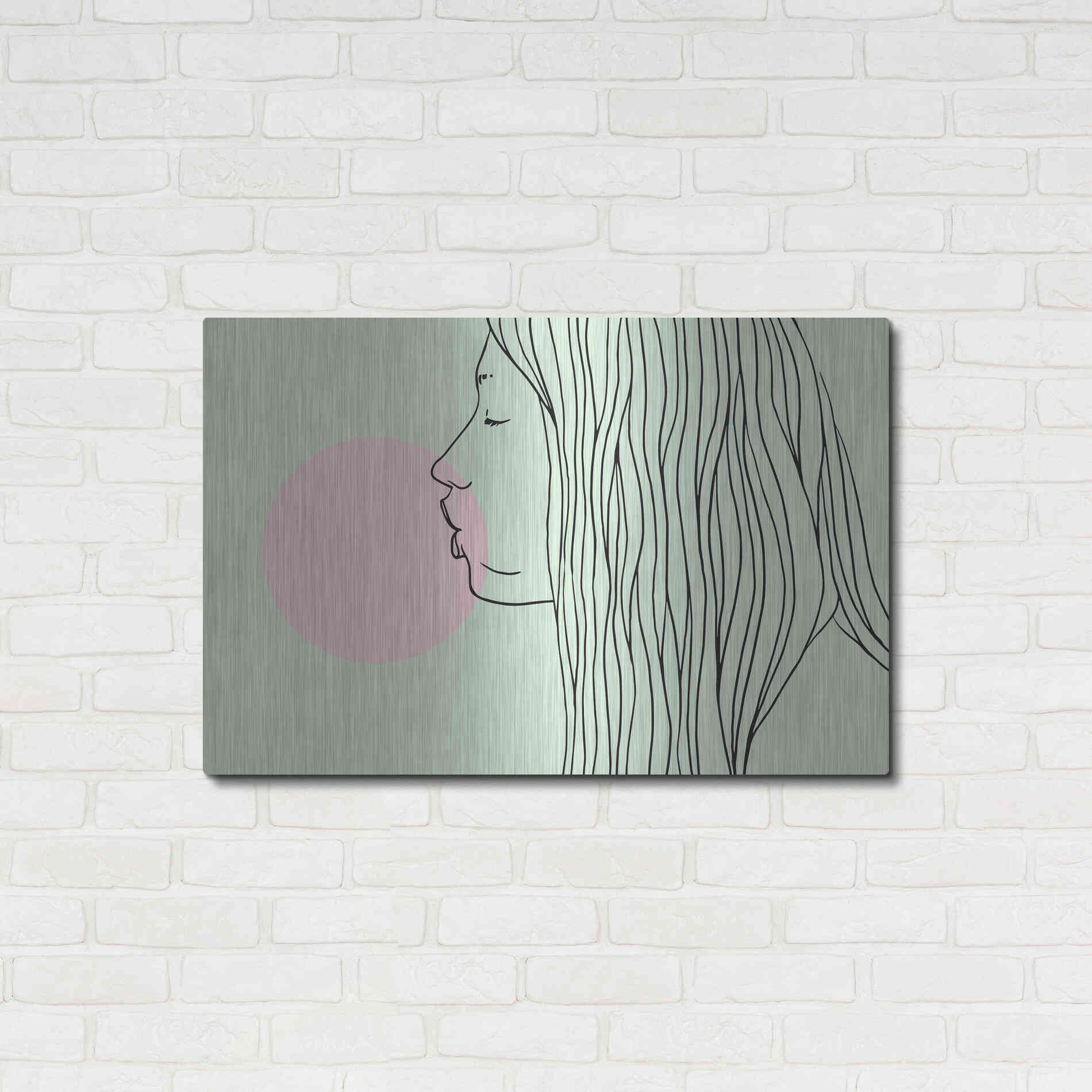 Luxe Metal Art 'Pink Bubble Gum' by Robert Farkas, Metal Wall Art,36x24