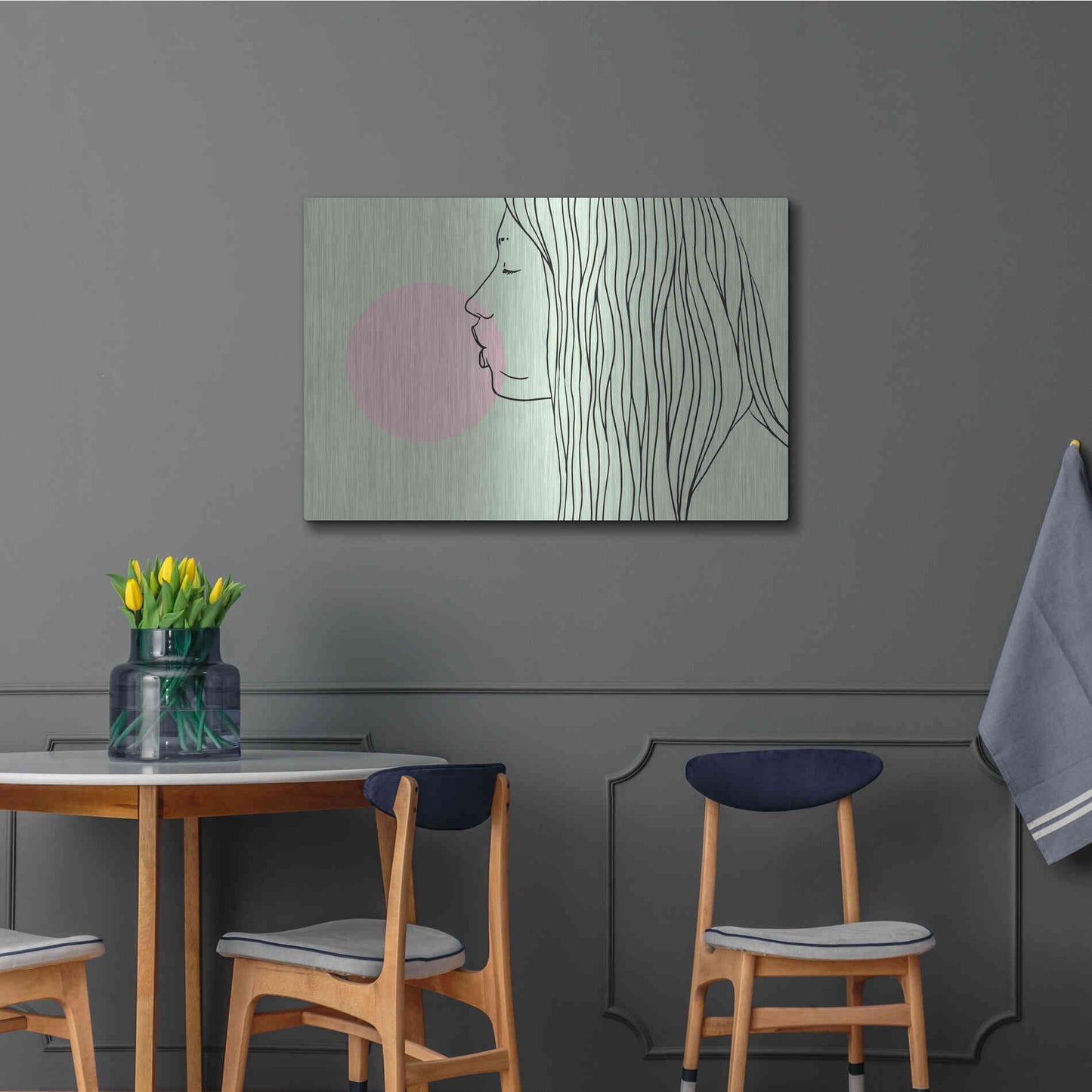 Luxe Metal Art 'Pink Bubble Gum' by Robert Farkas, Metal Wall Art,36x24