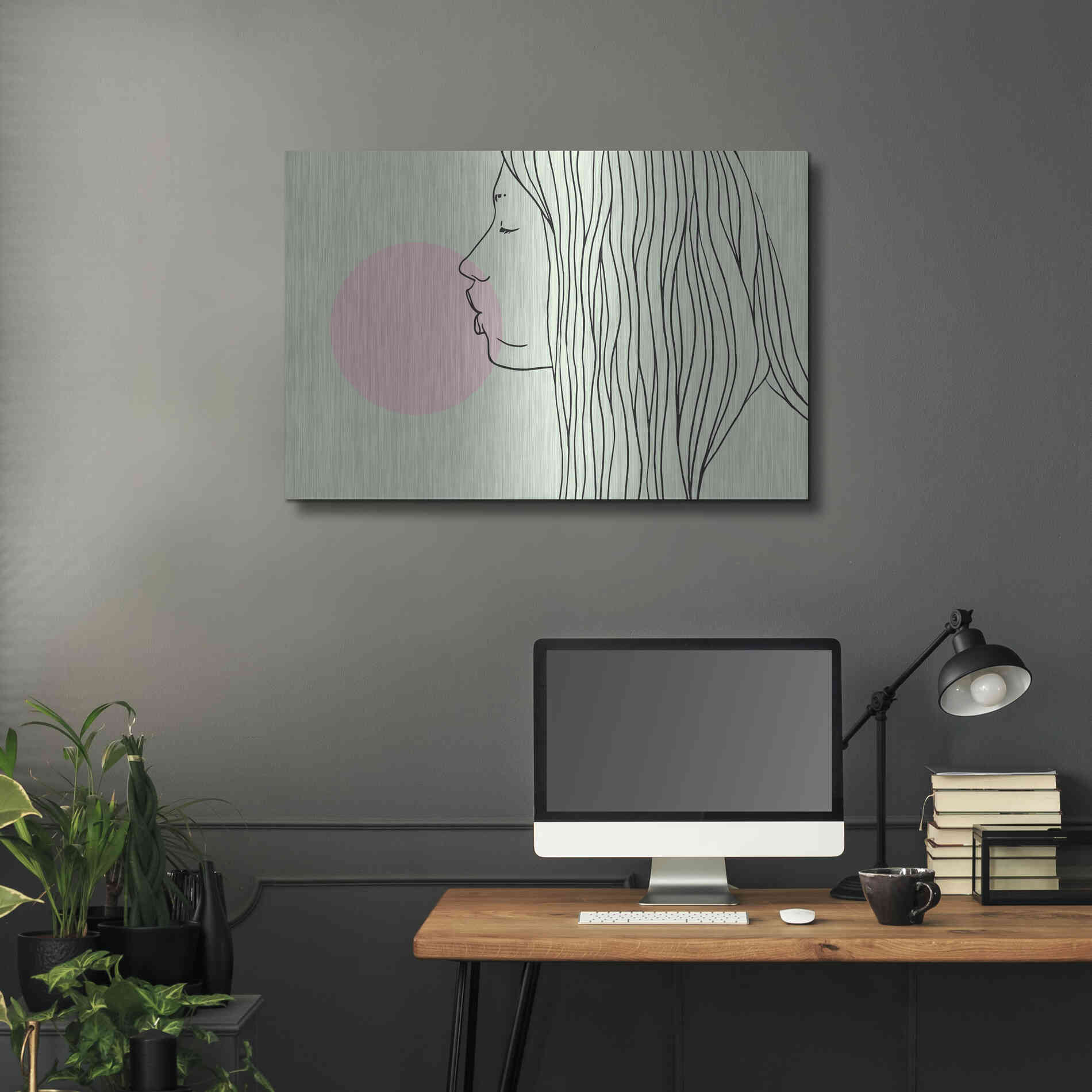 Luxe Metal Art 'Pink Bubble Gum' by Robert Farkas, Metal Wall Art,36x24