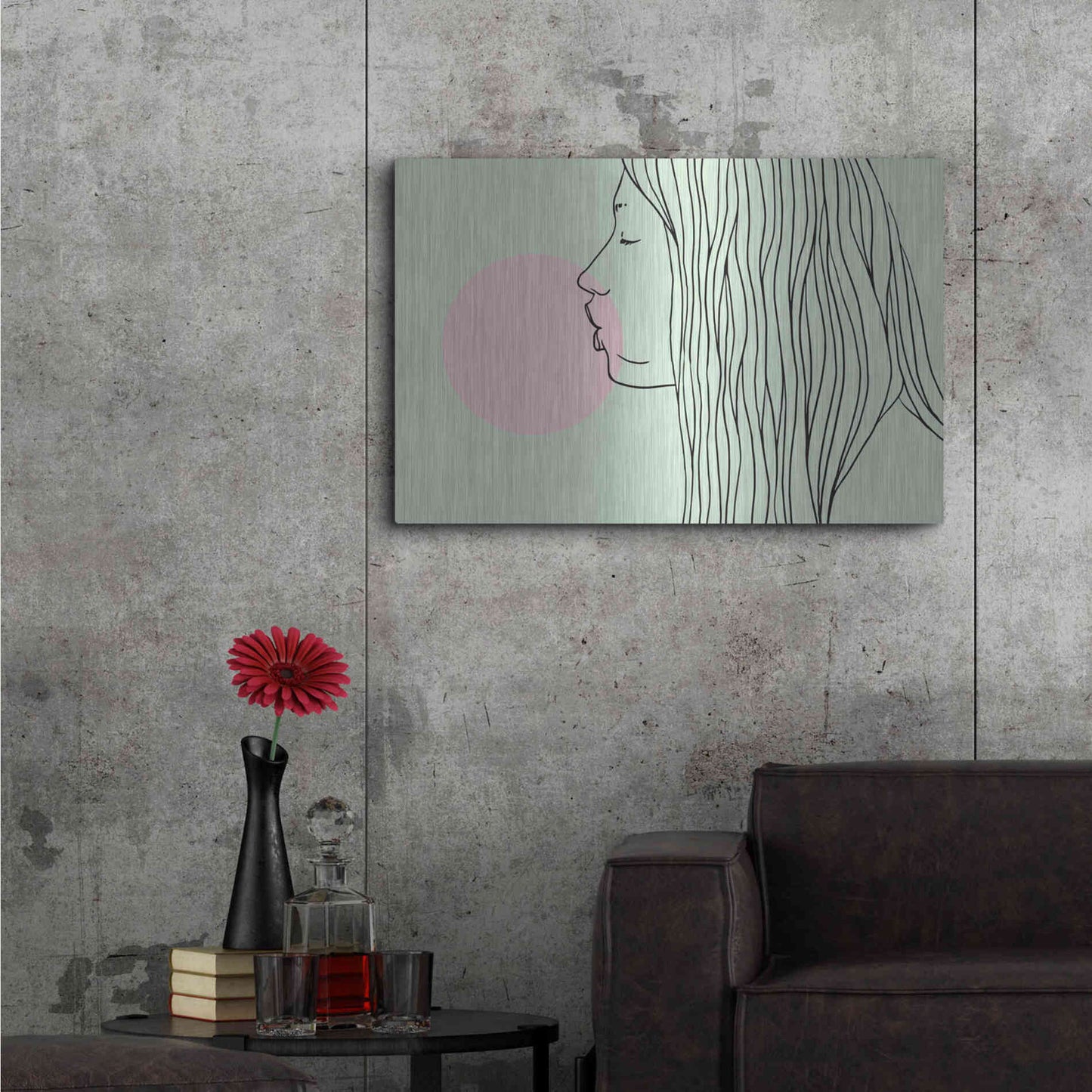Luxe Metal Art 'Pink Bubble Gum' by Robert Farkas, Metal Wall Art,36x24