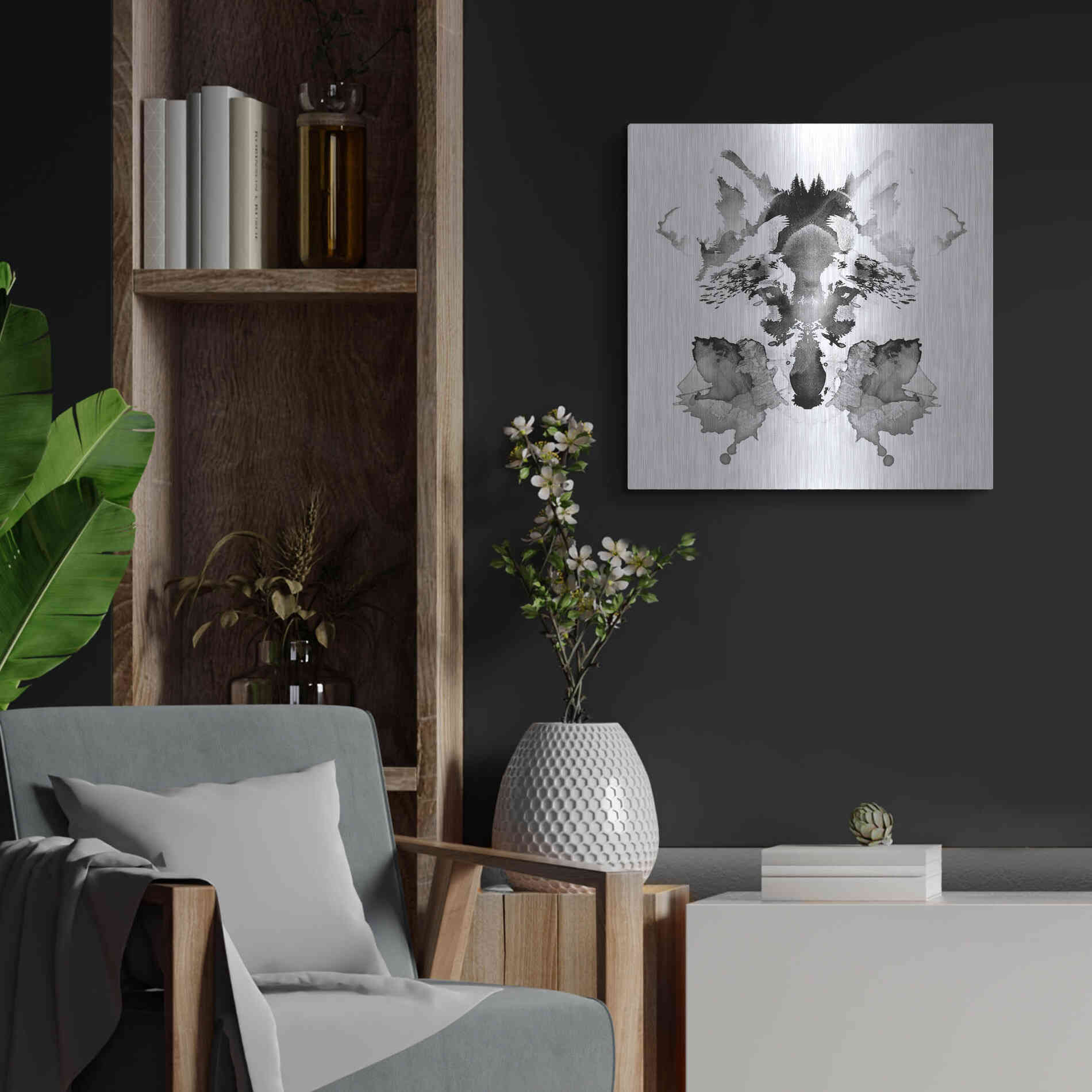 Luxe Metal Art 'Rorscach' by Robert Farkas, Metal Wall Art,24x24