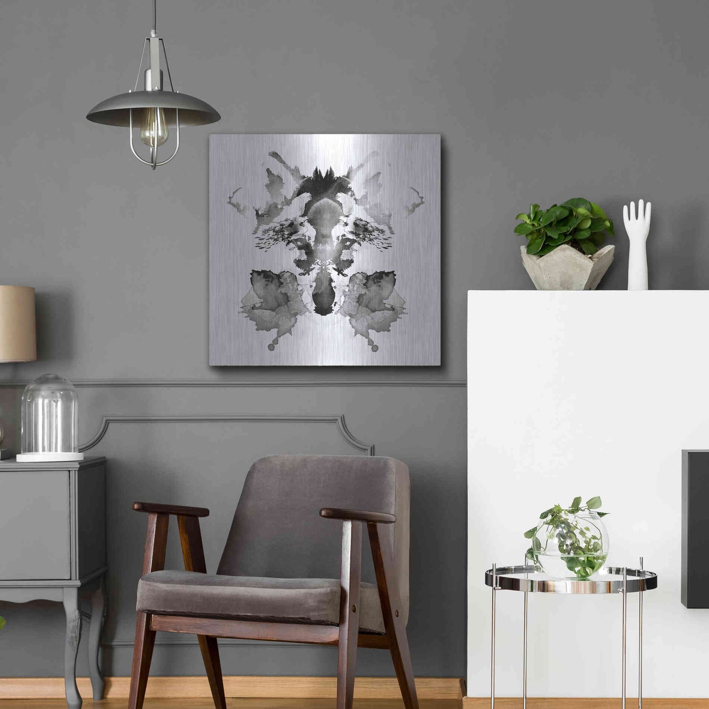 Luxe Metal Art 'Rorscach' by Robert Farkas, Metal Wall Art,24x24