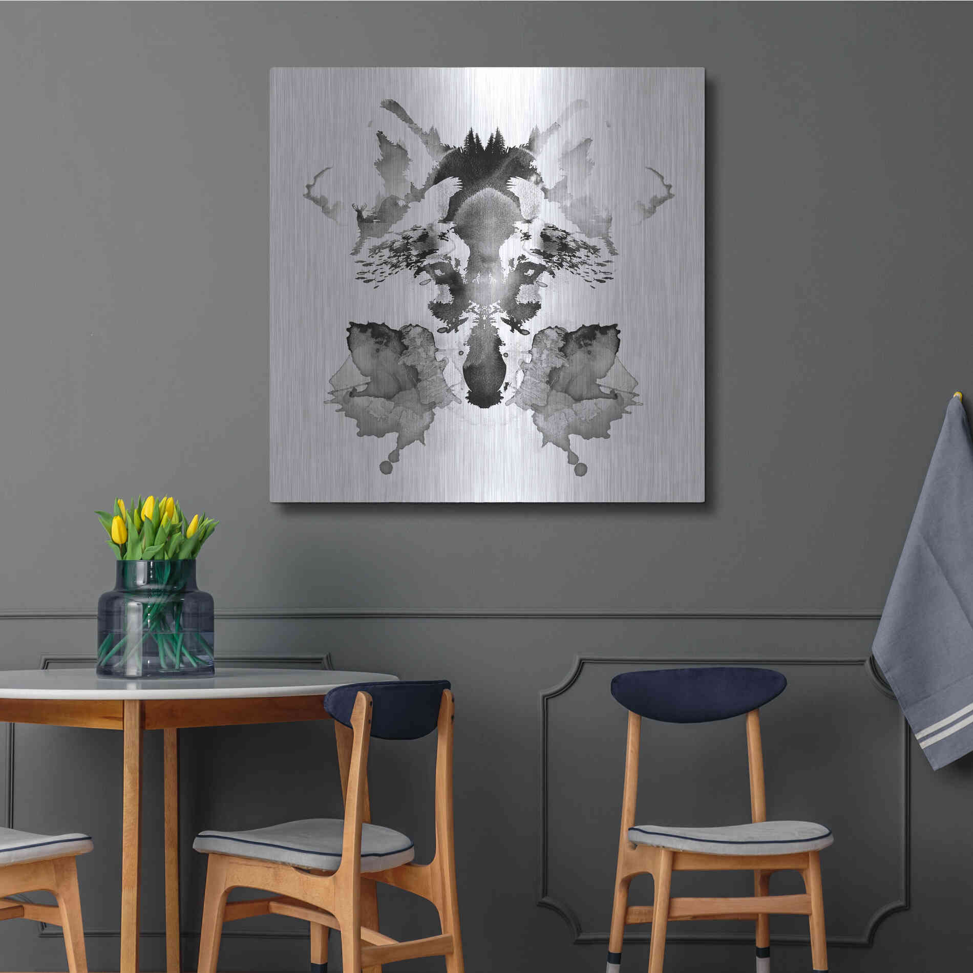 Luxe Metal Art 'Rorscach' by Robert Farkas, Metal Wall Art,36x36