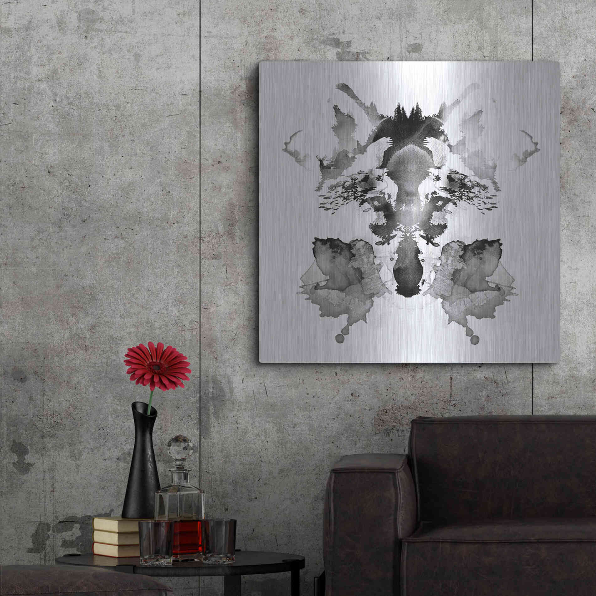 Luxe Metal Art 'Rorscach' by Robert Farkas, Metal Wall Art,36x36
