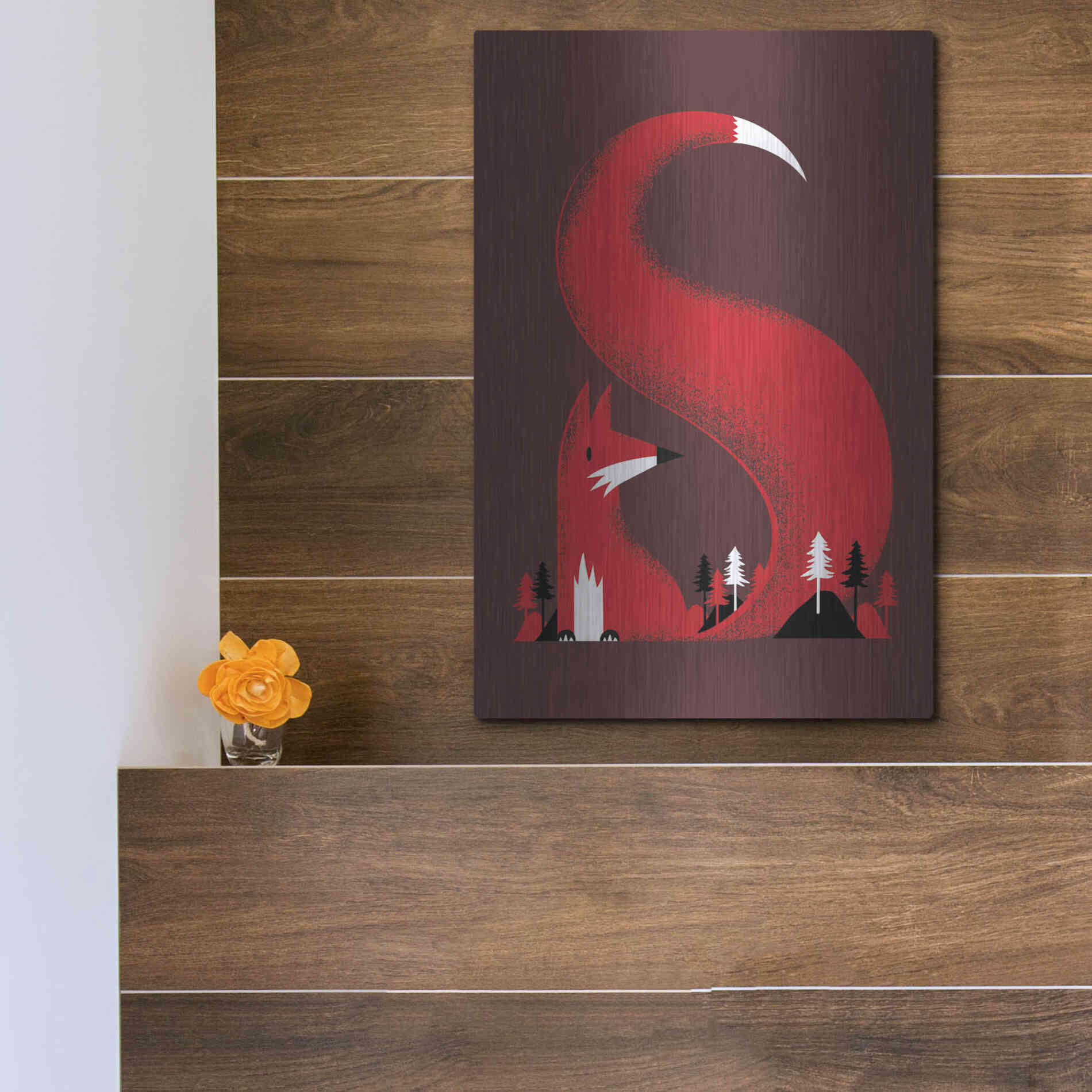 Luxe Metal Art 'S Like a Fox' by Robert Farkas, Metal Wall Art,12x16