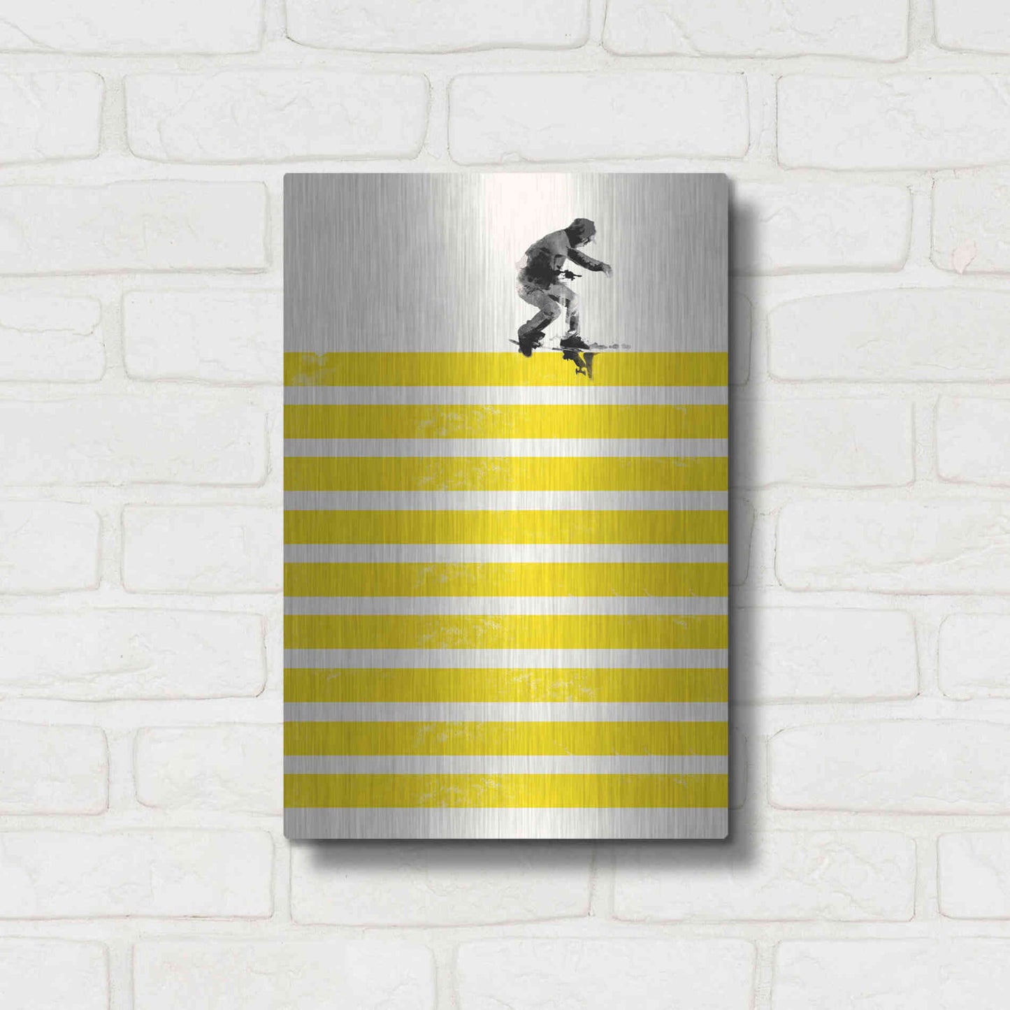 Luxe Metal Art 'Slide in Stripes' by Robert Farkas, Metal Wall Art,12x16