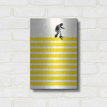 Luxe Metal Art 'Slide in Stripes' by Robert Farkas, Metal Wall Art,12x16