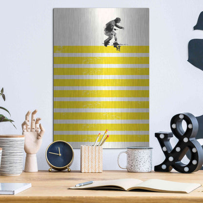 Luxe Metal Art 'Slide in Stripes' by Robert Farkas, Metal Wall Art,12x16
