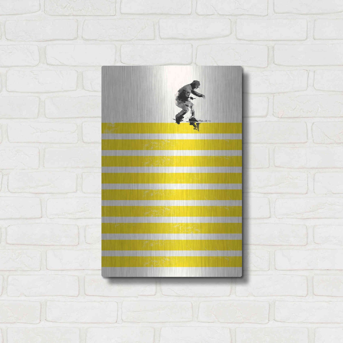 Luxe Metal Art 'Slide in Stripes' by Robert Farkas, Metal Wall Art,16x24