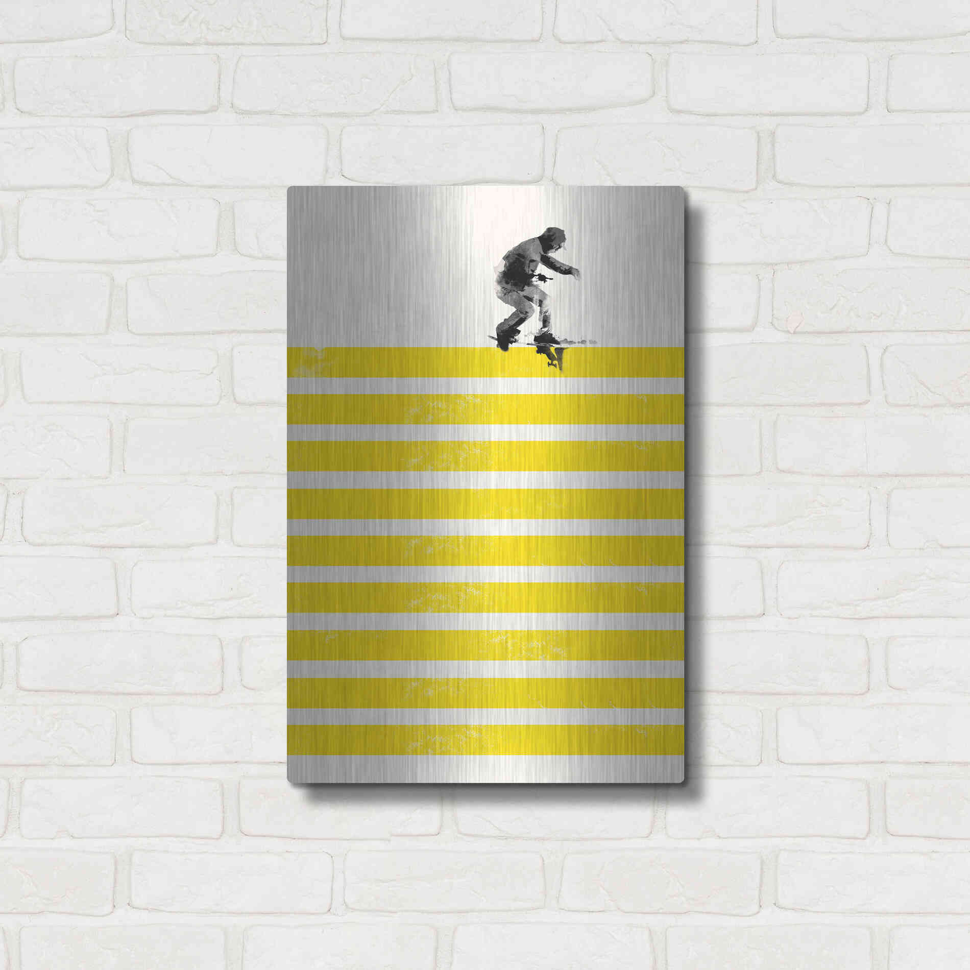 Luxe Metal Art 'Slide in Stripes' by Robert Farkas, Metal Wall Art,16x24