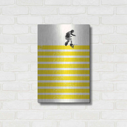 Luxe Metal Art 'Slide in Stripes' by Robert Farkas, Metal Wall Art,16x24