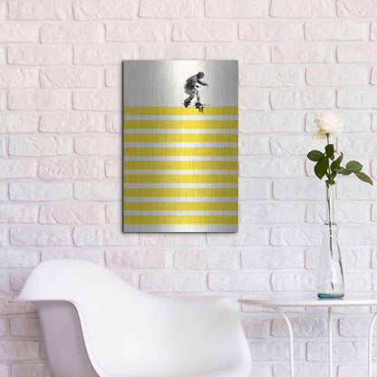 Luxe Metal Art 'Slide in Stripes' by Robert Farkas, Metal Wall Art,16x24