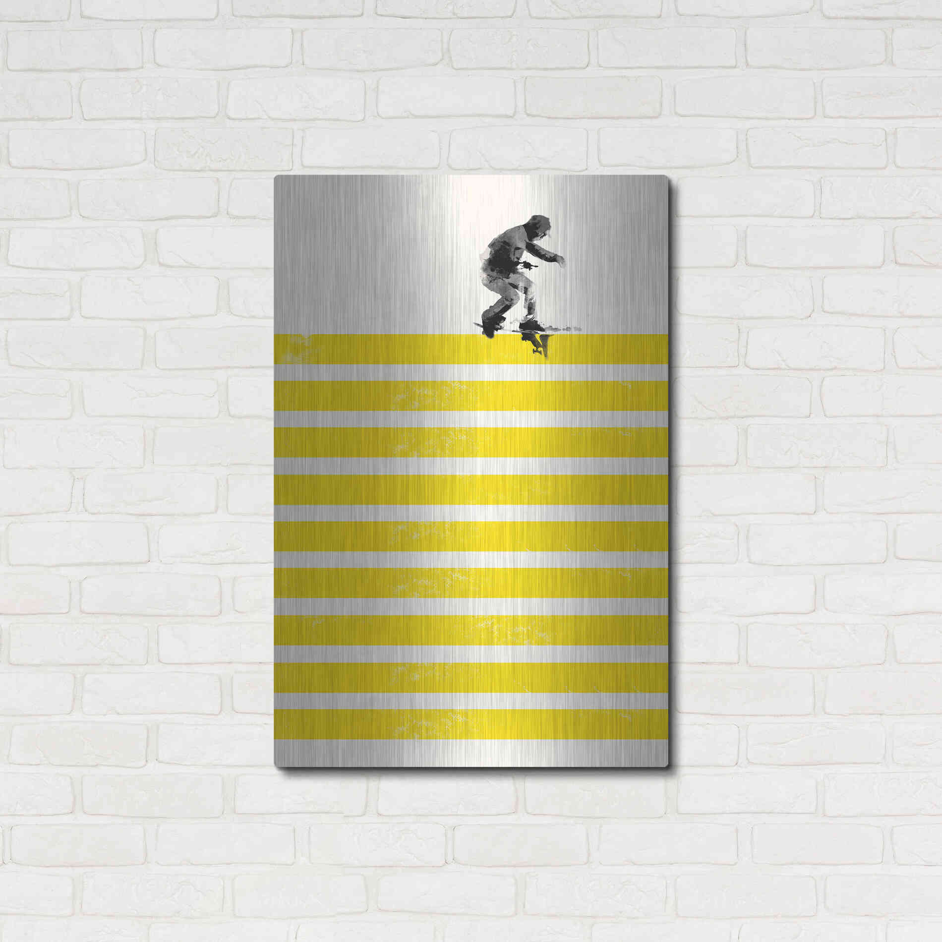 Luxe Metal Art 'Slide in Stripes' by Robert Farkas, Metal Wall Art,24x36