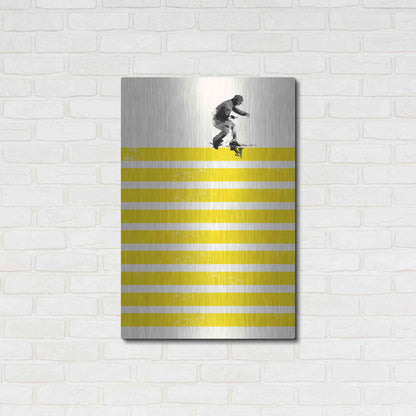 Luxe Metal Art 'Slide in Stripes' by Robert Farkas, Metal Wall Art,24x36