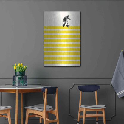 Luxe Metal Art 'Slide in Stripes' by Robert Farkas, Metal Wall Art,24x36