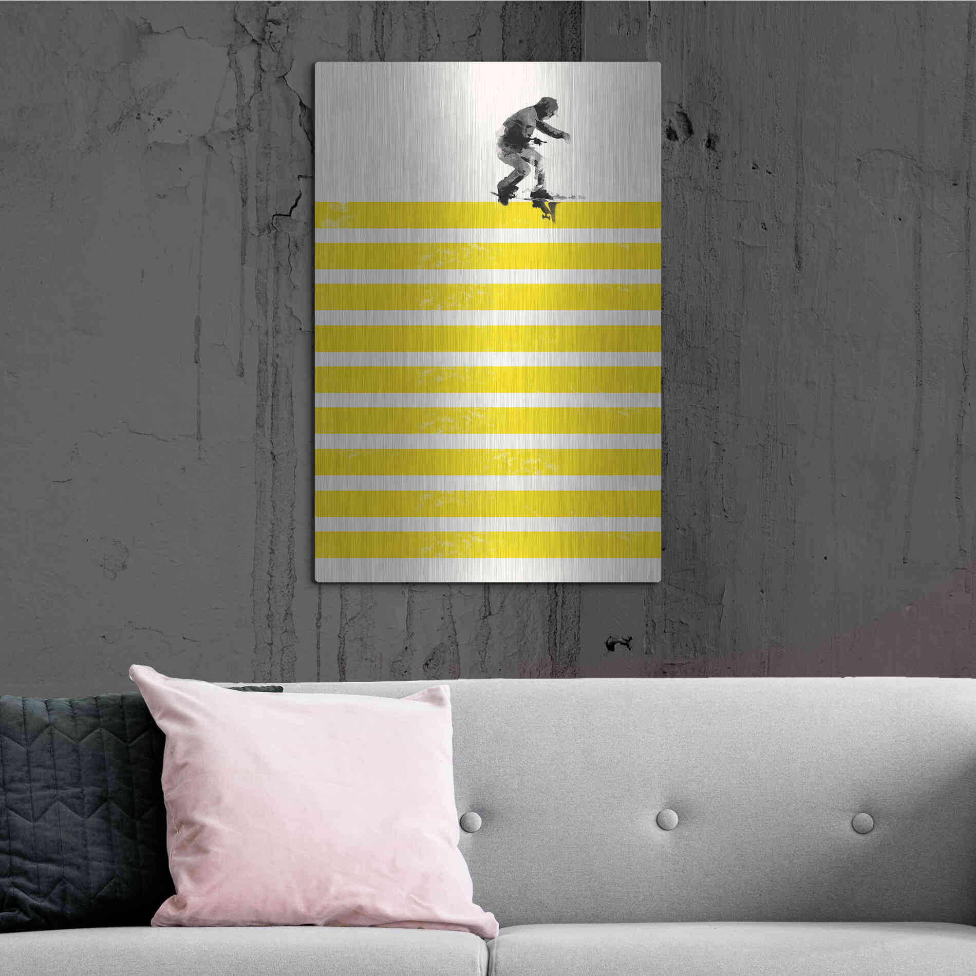 Luxe Metal Art 'Slide in Stripes' by Robert Farkas, Metal Wall Art,24x36
