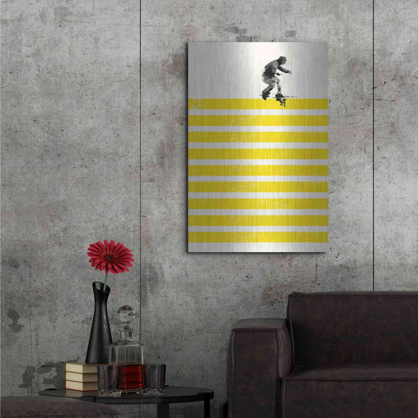 Luxe Metal Art 'Slide in Stripes' by Robert Farkas, Metal Wall Art,24x36