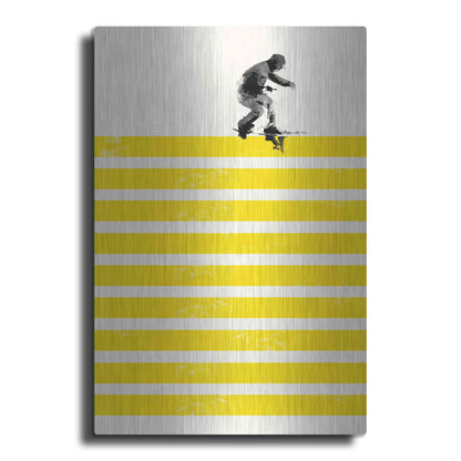 Luxe Metal Art 'Slide in Stripes' by Robert Farkas, Metal Wall Art