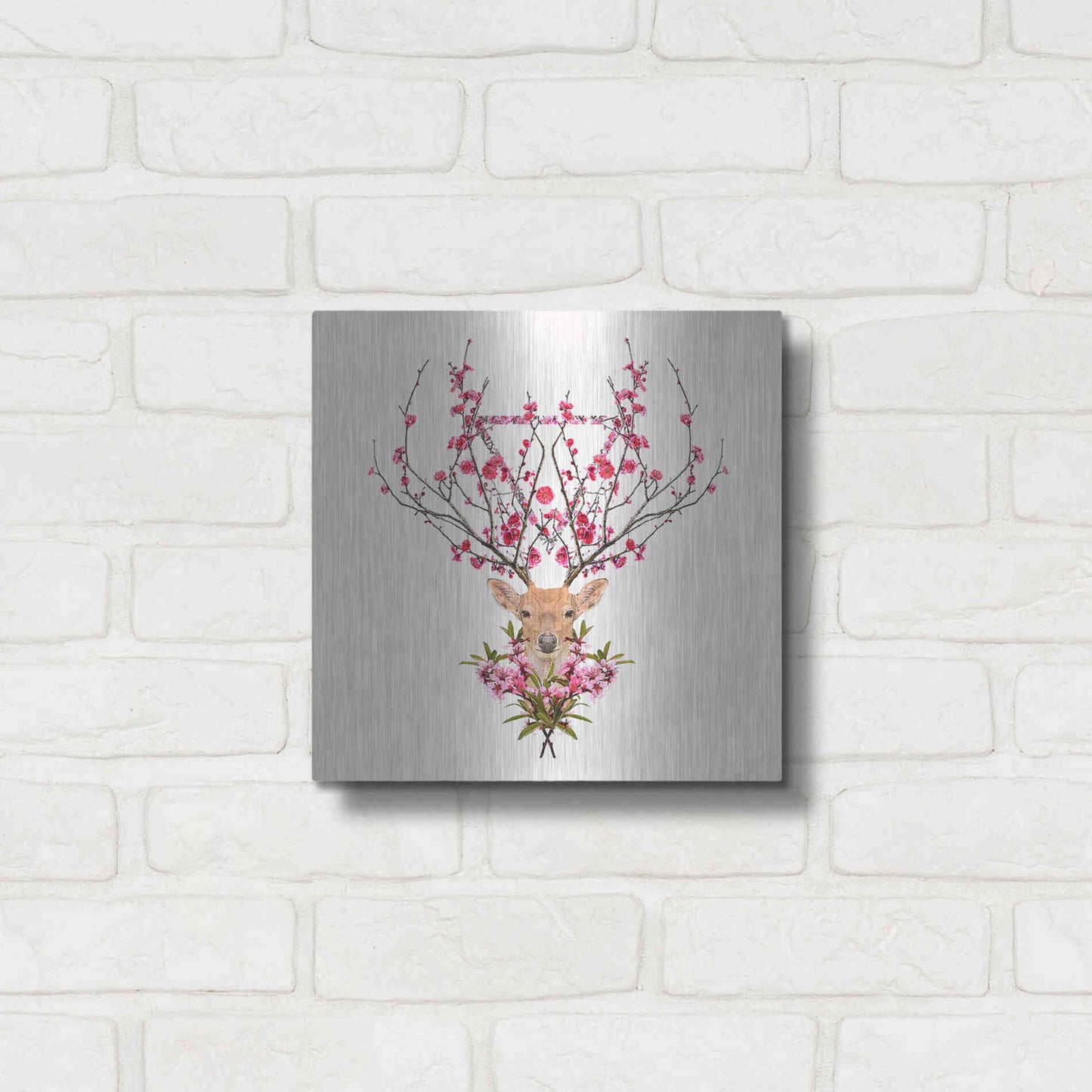 Luxe Metal Art 'Spring Deer' by Robert Farkas, Metal Wall Art,12x12