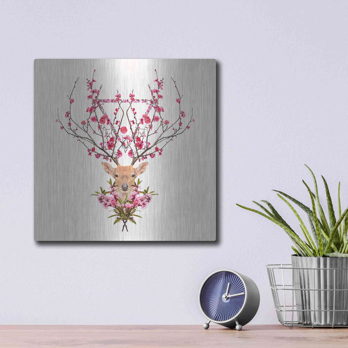 Luxe Metal Art 'Spring Deer' by Robert Farkas, Metal Wall Art,12x12