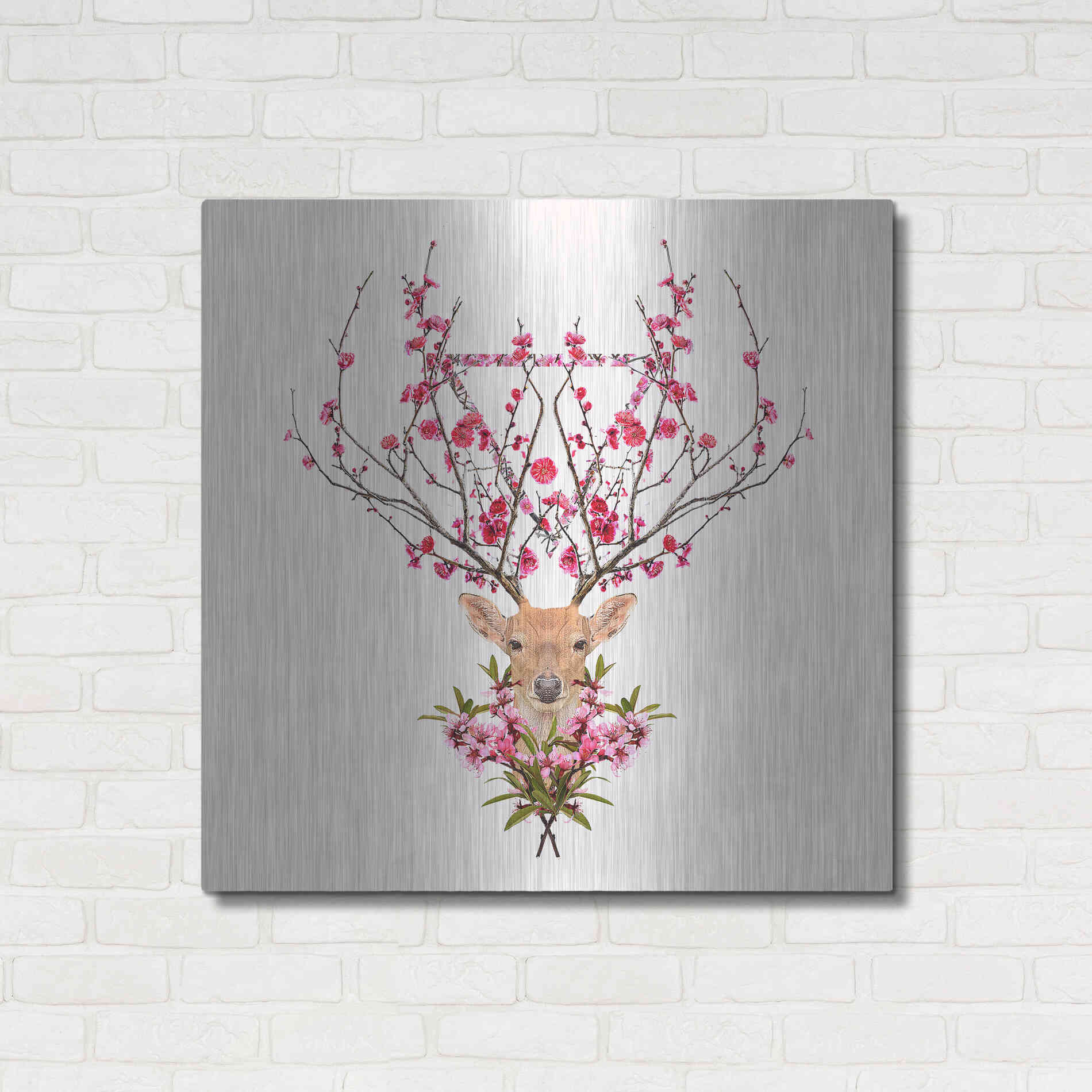 Luxe Metal Art 'Spring Deer' by Robert Farkas, Metal Wall Art,36x36