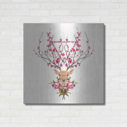 Luxe Metal Art 'Spring Deer' by Robert Farkas, Metal Wall Art,36x36