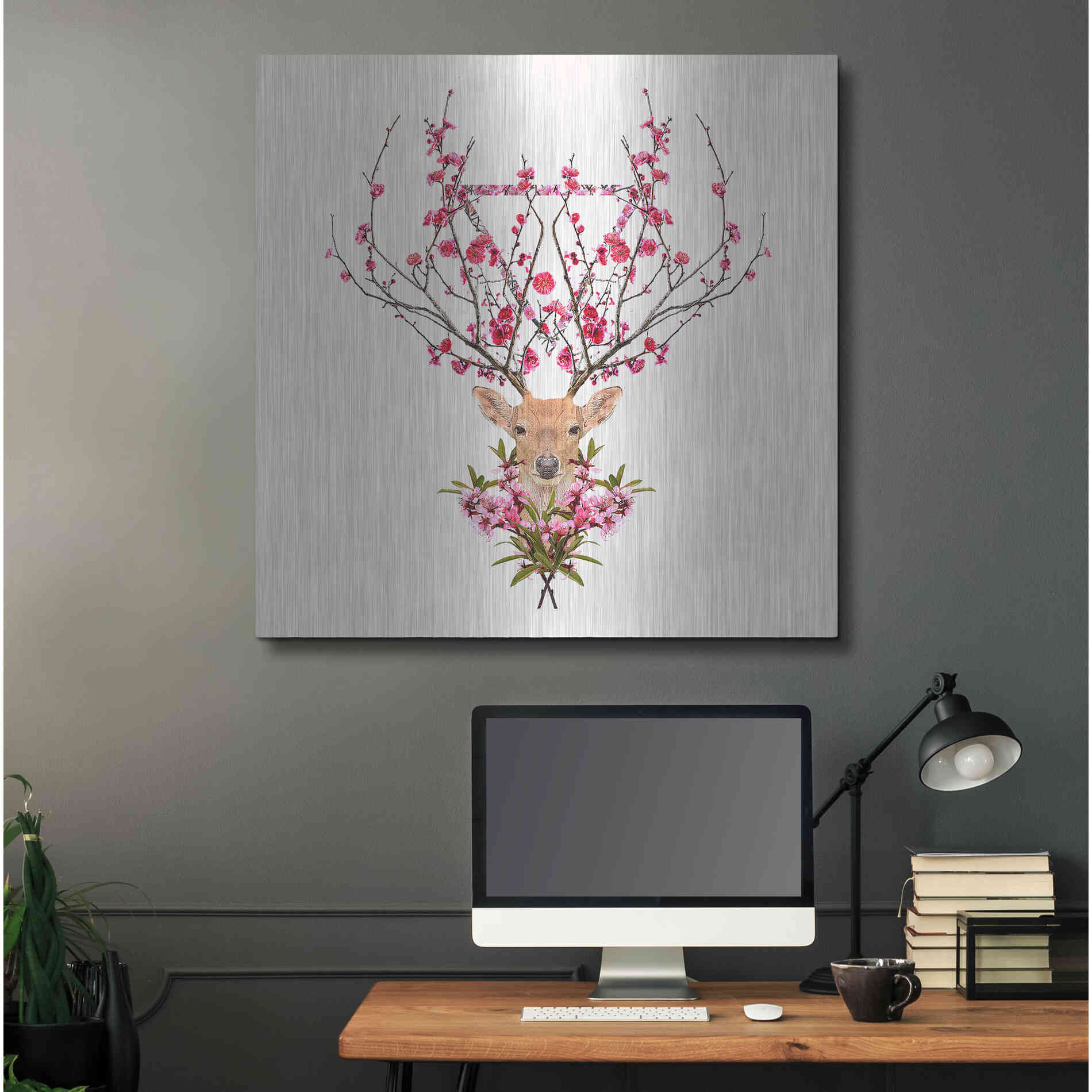 Luxe Metal Art 'Spring Deer' by Robert Farkas, Metal Wall Art,36x36