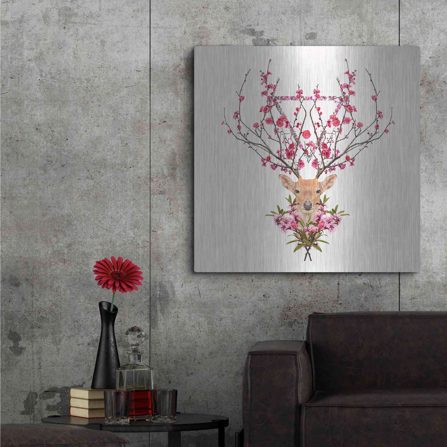 Luxe Metal Art 'Spring Deer' by Robert Farkas, Metal Wall Art,36x36