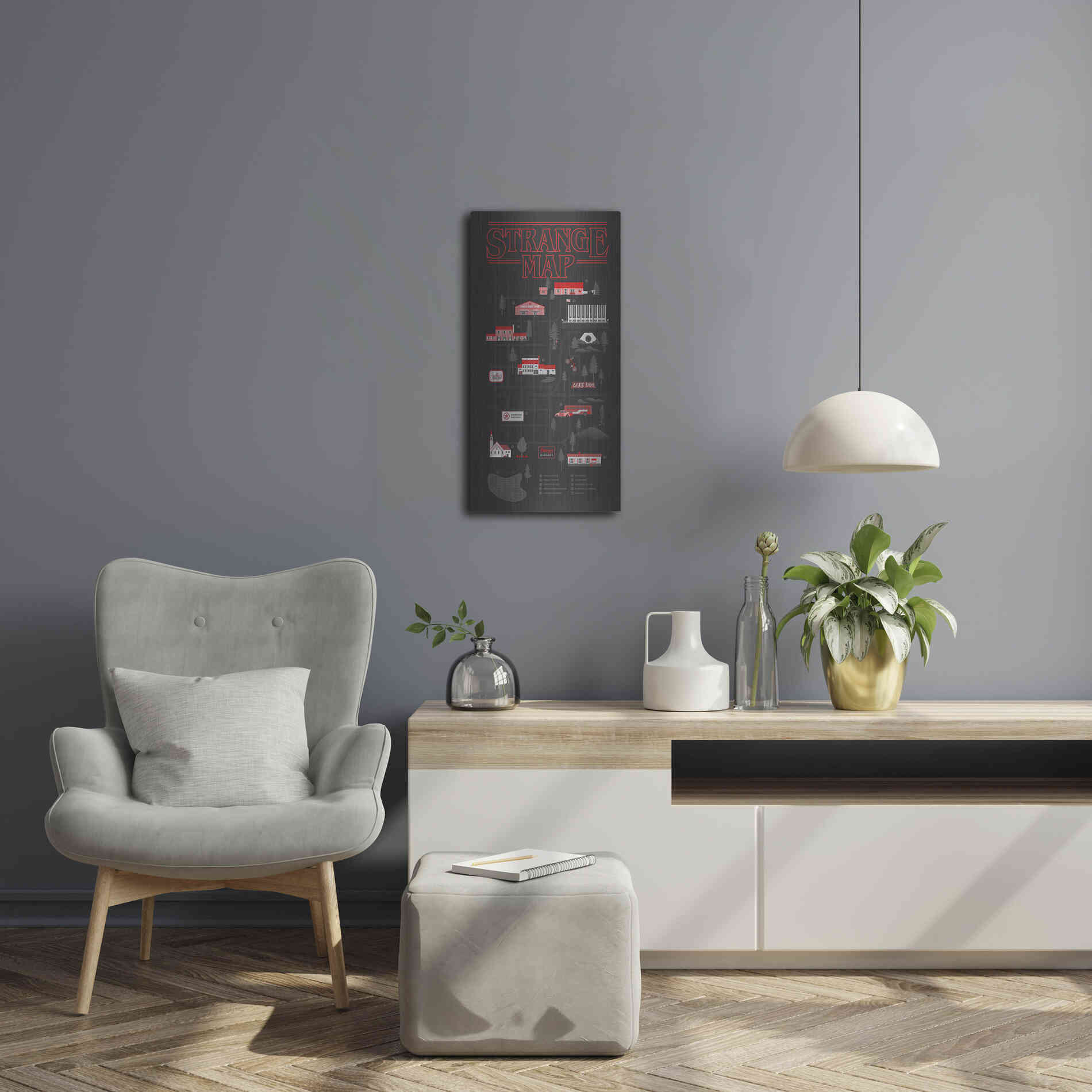 Luxe Metal Art 'Strange Map' by Robert Farkas, Metal Wall Art,12x24