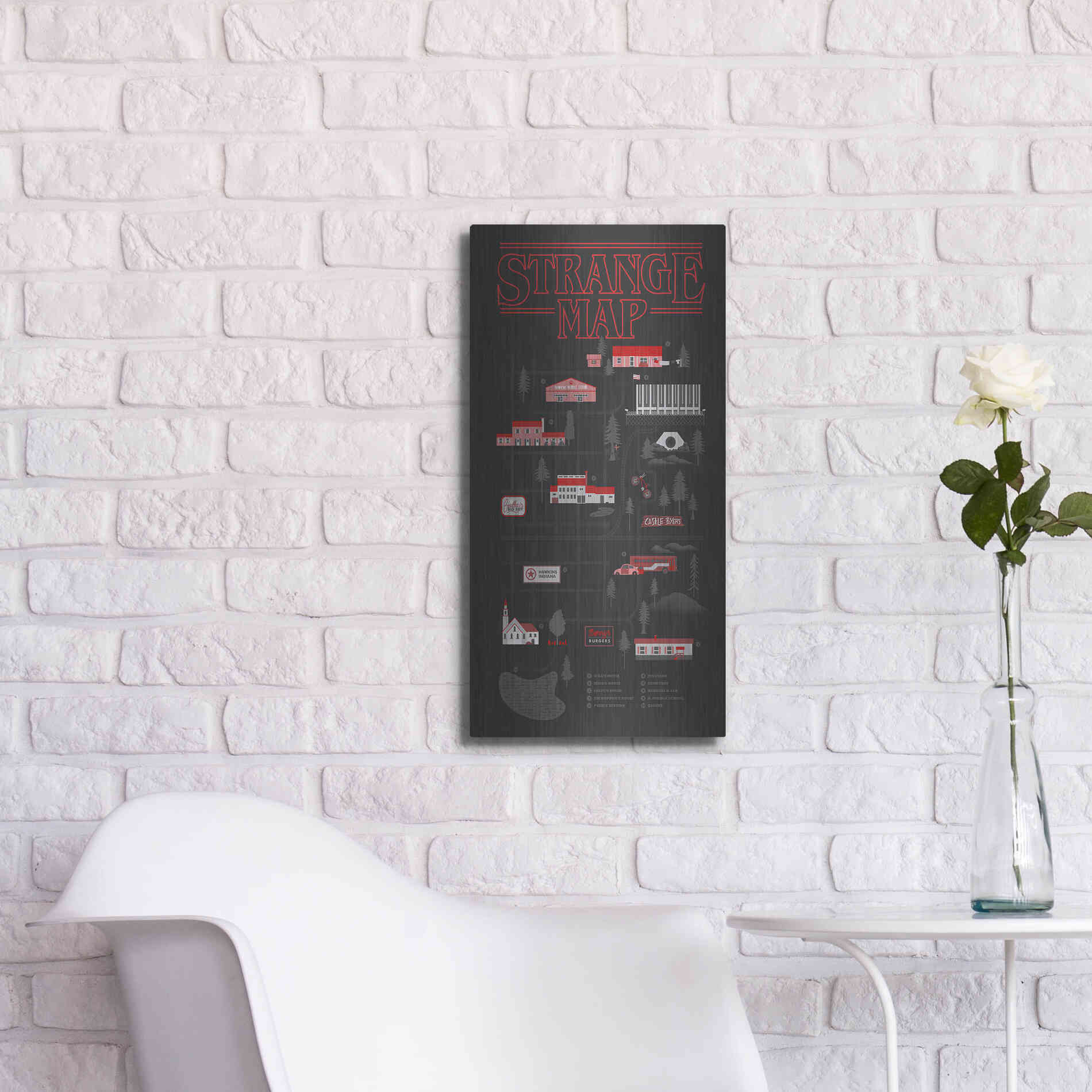 Luxe Metal Art 'Strange Map' by Robert Farkas, Metal Wall Art,12x24