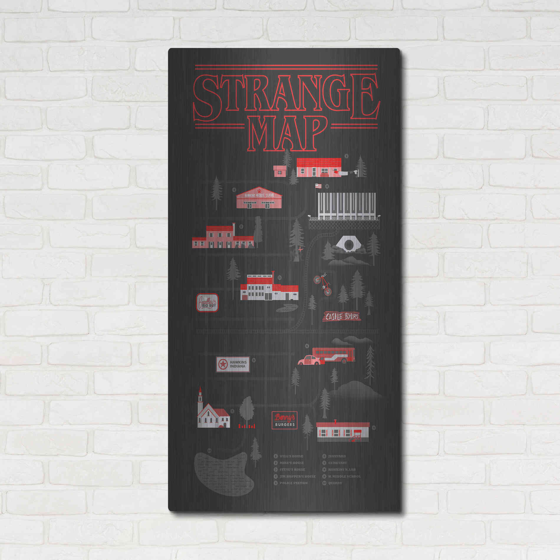 Luxe Metal Art 'Strange Map' by Robert Farkas, Metal Wall Art,24x48