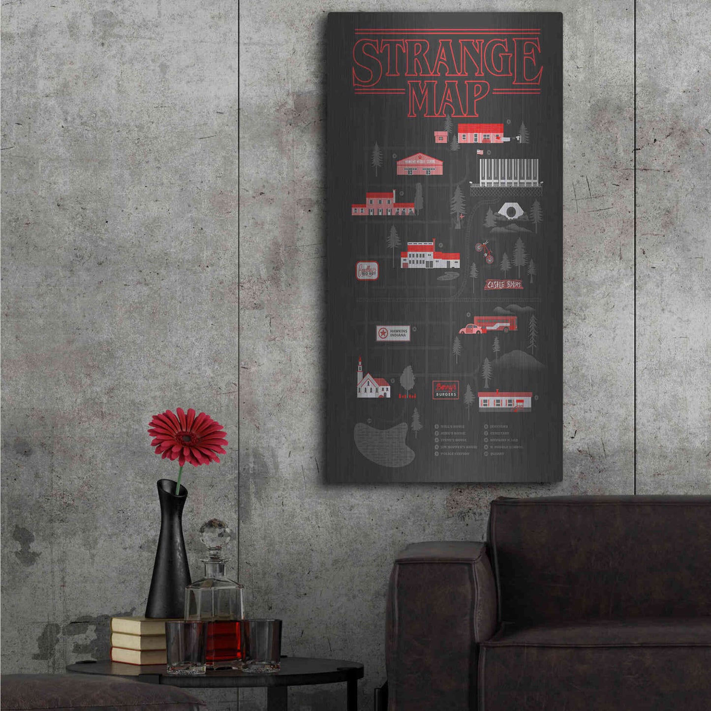 Luxe Metal Art 'Strange Map' by Robert Farkas, Metal Wall Art,24x48