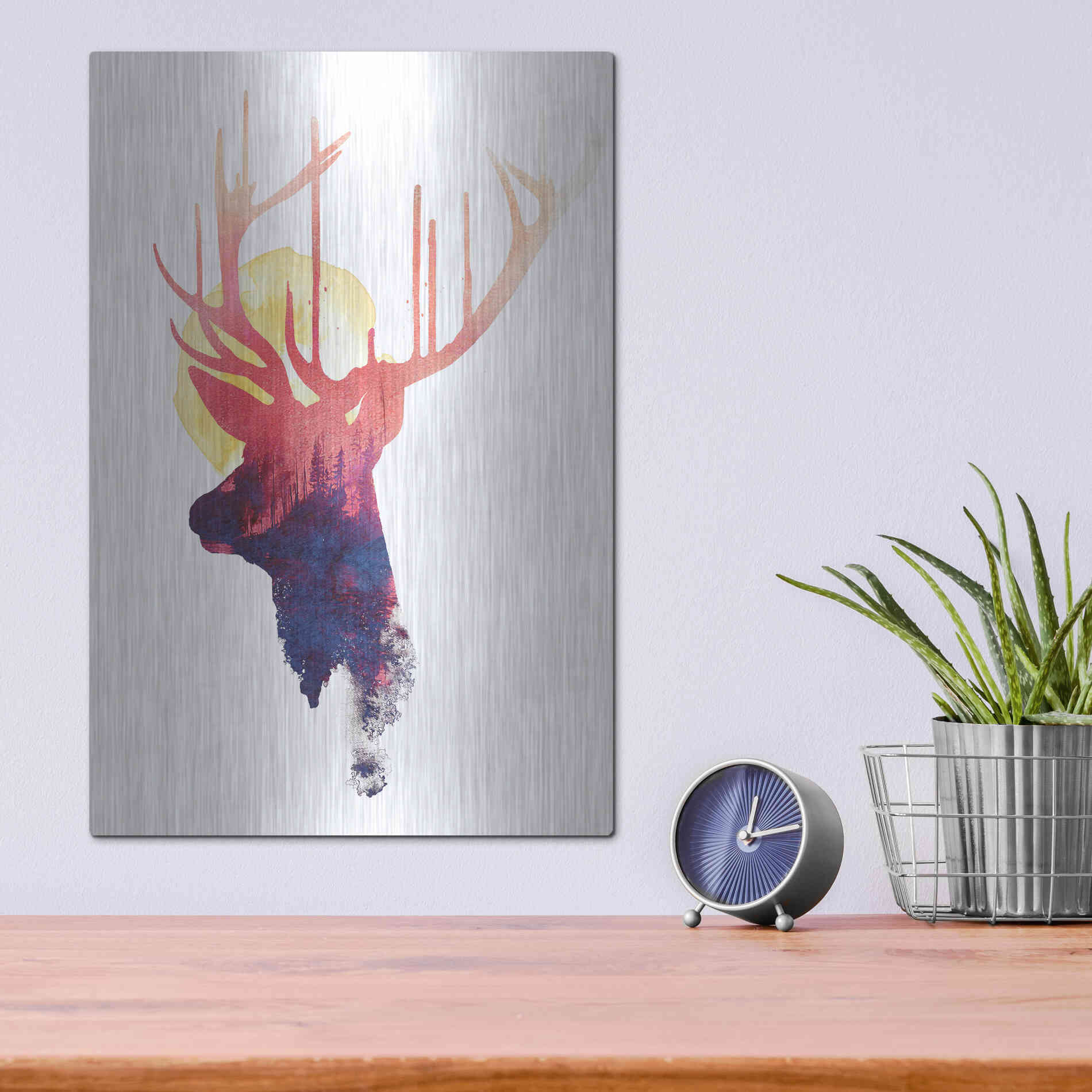 Luxe Metal Art 'The Burning Sun' by Robert Farkas, Metal Wall Art,12x16