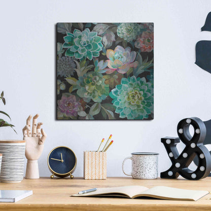 Luxe Metal Art 'Floral Succulents v2 Crop' by Danhui Nai, Metal Wall Art,12x12