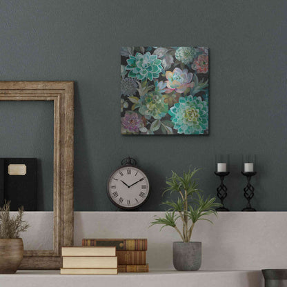 Luxe Metal Art 'Floral Succulents v2 Crop' by Danhui Nai, Metal Wall Art,12x12