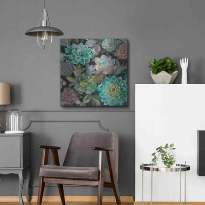 Luxe Metal Art 'Floral Succulents v2 Crop' by Danhui Nai, Metal Wall Art,24x24