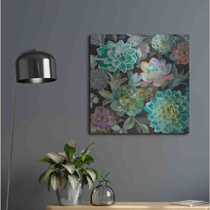 Luxe Metal Art 'Floral Succulents v2 Crop' by Danhui Nai, Metal Wall Art,24x24